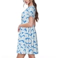 thumbnail image 2 of Rocae Party Shark Cute for Dresses Summer Casual Ruffle Short Sleeve Cute Crew Neck Flowy Dress with Pockets, 2 of 6
