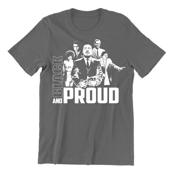 Black and Proud Black History Month Men's T-shirt, S, Charcoal