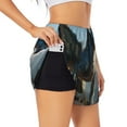 thumbnail image 3 of Running Shorts for Women, Wild Blue Cool Dragon Workout Athletic Shorts with Pockets, Lounge Yoga Shorts Women, 3 of 7