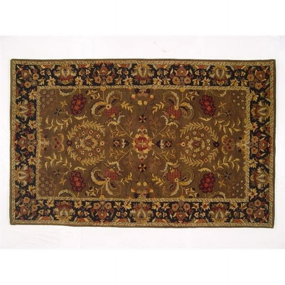 Lifestyles LS-RM-38 8 x 11 ft. Kavera 100 Percent Long Fiber Wool Hand Made Rug- Black & Light Gold