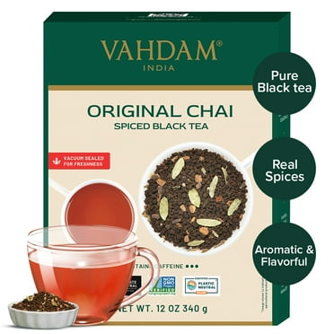 VAHDAM, Double Spice Masala Chai Tea (50  Cups, 3.53oz) Strong, Robust & Spicy Blend - Black Tea CTC, Cardamom, Cinnamon, Cloves & Black Pepper | Pure Unblended Loose Leaf Tea | Vacuum Sealed