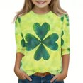 thumbnail image 2 of Posijego T-Shirt Filles Garçons Fête de la Saint-Patrick Manches 3/4 Col Rond Graphique Tee Ample Décontracté, 2 of 5