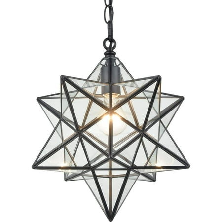 

FSXUOLIPI 14 Moravian Star Pendant Light Clear Glass Shade Hanging Star Lights on Chain