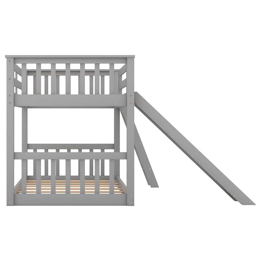 Kadyn Twin over Twin Loft Bed with Convertible Slide and Ladder, Gray