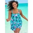thumbnail image 2 of Swim 365 Women's Plus Size Princess-Seam Bandeau Tummy Control A-Line Swim Dress, 2 of 6