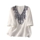 thumbnail image 1 of 3/4 Manga Casual Tops para las Mujeres en V-Cuello Bordado Blusa Suelta Verano Suave, Mujeres 3/4 Manga Tops, 1 of 6