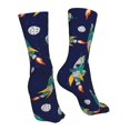 thumbnail image 7 of Xecao Astronaut Dinosaur Print Fashion No Heel Casual Crew Socks Cushioned Breathable for Men Women - Moisture wicking,Not easy to fade Suitable for daily, 7 of 7