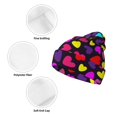 thumbnail image 3 of Yiaed Colorful Hearts Print Winter Beanie for Men Women, Fleece Lined Beanie Soft Warm Knit Hat Ski Stocking Cuffed Ca, 3 of 6