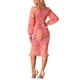 thumbnail image 3 of Vestido elegante de sirena con volantes y mangas de linterna de cuello cuadrado de flores INSPIRE CHIC para mujer Rosa M, 3 of 6