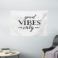 thumbnail image 1 of Good Vibes Tapestry, Hand Drawn Lettering Inspirational Phrase on White Backdrop Leaves Hearts, Wall Hanging for Bedroom Living Room Dorm Decor, 60W X 40L Inches, Black White Pink, by Ambesonne, 1 of 2