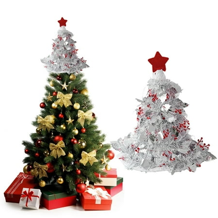 SMKE Christmas Bow Tree Ornament Top Tree Festive Decor Holiday Home Accent Window Seasonal Decor Celebration Tree Adornment Festive Xmas Accessory Home Office Decor Seasonal Tree Topper Silver B