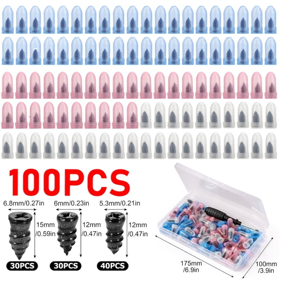 FungLam  101PCS Car Tubeless Vacuum Tyre Puncture Repair Kit Screw Nails Tire Patch Plug with 3 Sizes & Screwdriver  for Car, Motorcycle, Truck, Tractor