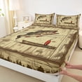 thumbnail image 4 of Feelyou Wood Jumping Bass Fish Full Size Sheets for Men, Retro Vintage Splash Wildlife Bed Sheets, Brown, 4 Pieces, 4 of 5