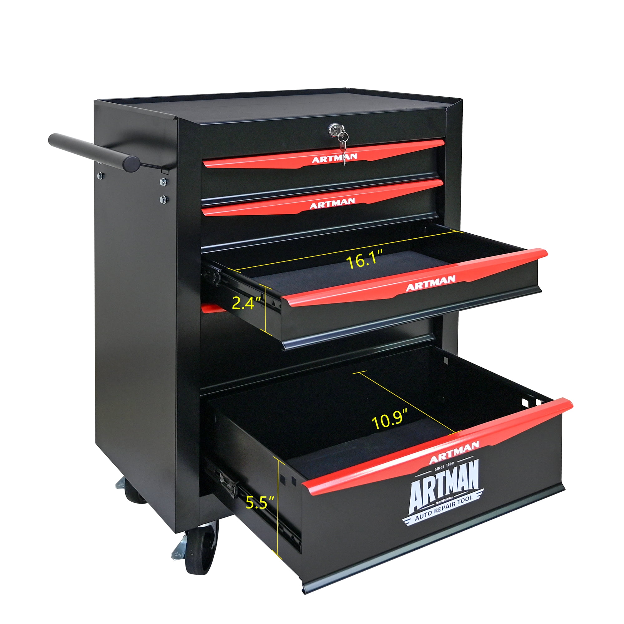 ARTMAN 20" 5-Drawer Rolling Metal Tool Chest Cabinet,Steel Tool Storage Box Organizer for Garage Workshop Warehouse