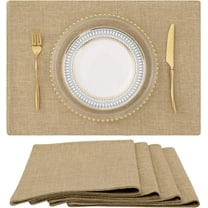 Flaxen Cloth Placemats Set of 4 Cotton Linen Blend Washable Farmhouse Dining Table Mats for Indoors & Outdoors, Easy to Clean, 13x 19 Inch