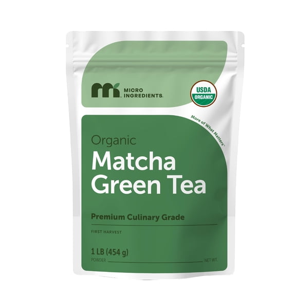 Micro Ingredients Organic Matcha Green Tea Powder, First Harvest, Culinary Grade from Japan, 100% Pure & Unflavored, Great for Tea, Latte & Smoothies, Non-GMO, No Sugar, Eco-Friendly Packaging, 1 Lb