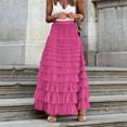 thumbnail image 2 of Tiqkatyck Womens Fashion Skirts for Women Clearance, Women's Tulle Skirt Ruffle Layered Mesh A Line Tiered Tutu Prom Wedding Long Womens Skirts, Long Skirts for Women Hot Pink, 2 of 8