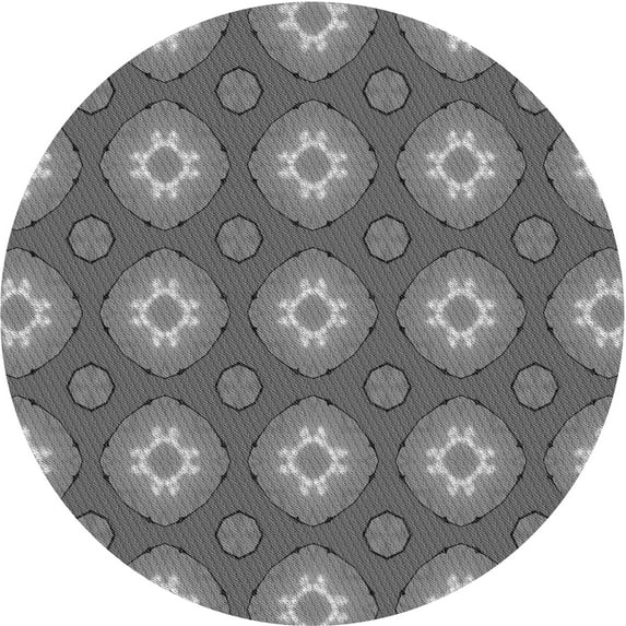 Ahgly Company Indoor Round Patterned Gray Dolphin Gray Area Rugs, 7' Round