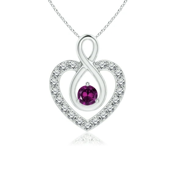 JeenMata February Birthstone Infinity Heart Pendant Necklace - with Crystal Made with Swarovski - in White Gold Plating