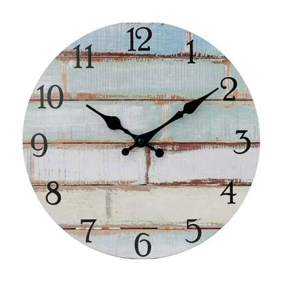 Meiiso Discounted Stock! Clock, Wall Clock 10 Inch Rustic Wood Wall Clocks Battery Operated No Tick Clock Decorative for Kitchen Living Room Bathroom Farmhouse, 10.53*10.14*1.95In