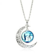 Jack and Sally Nightmare Before Christmas Moon Pendant Charm Crescent Necklace
