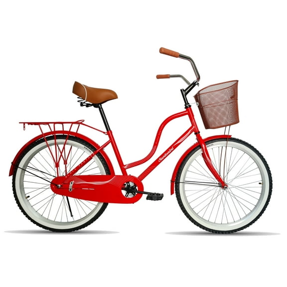 Bicicleta Black Panther Santorini R24 Equipada Con Canasta Rojo