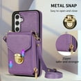 thumbnail image 3 of Mantto Crossbody Wallet Case for Samsung Galaxy S23 FE (6.4 inch),Premium PU Leather Metal Buckle Large Capacity Zipper Pocket Card Holder Shockproof Kickstand Phone Case with Shoulder Strap,Purple, 3 of 13