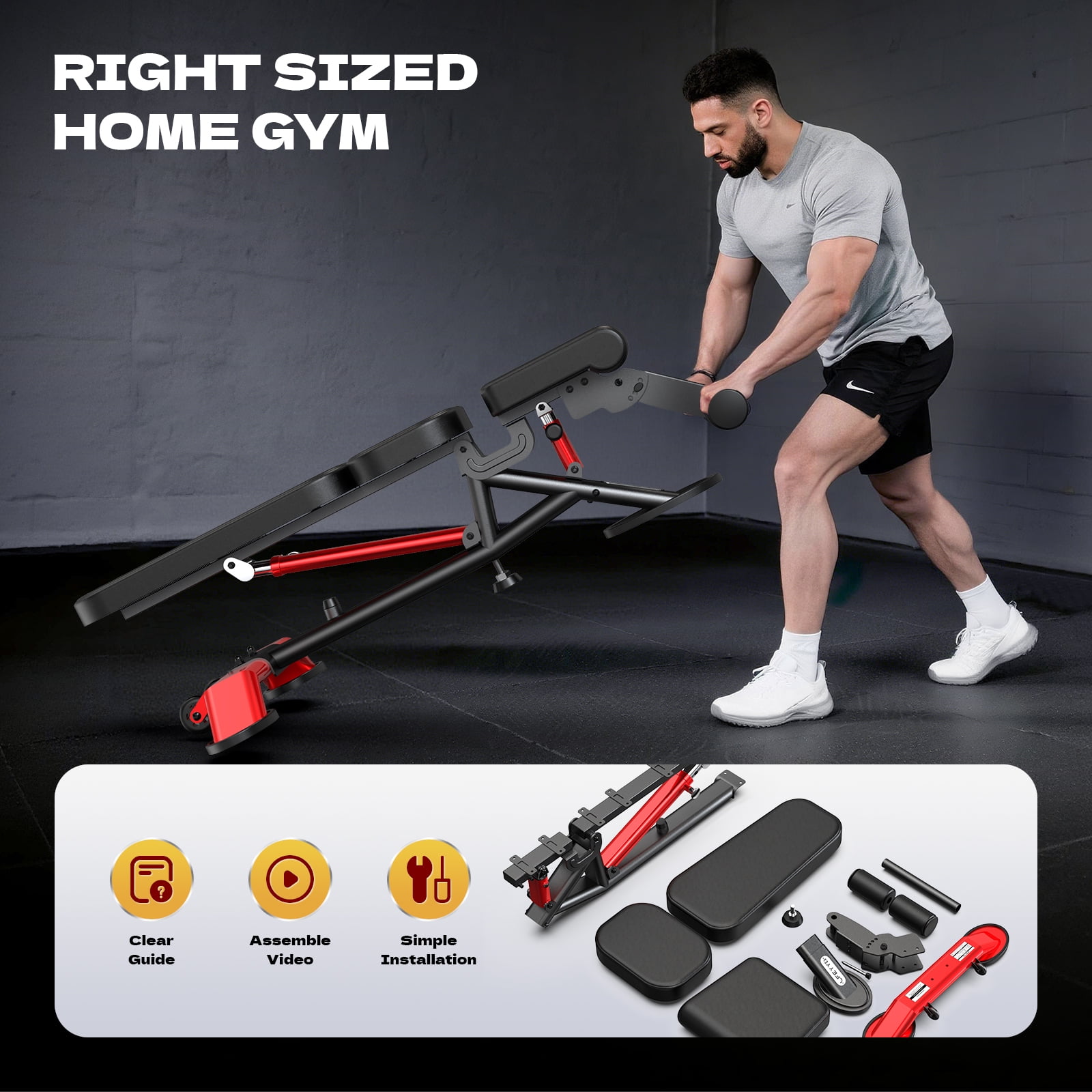 TOSSFD Heavy Duty Adjustable Weight Bench 2000 LBS, Commercial Home Gym Bench for Full Body Workout with Decline/Incline/Flat Positions, Extra Wide & Stable