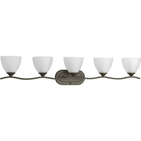 

Laird Collection Five-Light Antique Bronze Etched Glass Traditional Bath Vanity Light