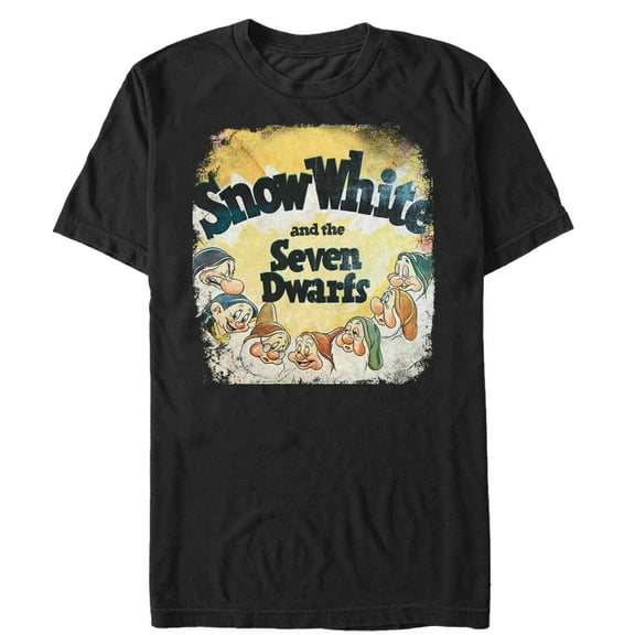Men's Snow White and the Seven Dwarfs Vintage Poster Graphic Tee Black 3X Large