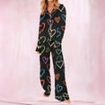 thumbnail image 4 of Uaswgudfs Women's Valentine's Day Heart Print Pajama Set - Long Sleeve Like 2-Piece Sleepwear, 4 of 8