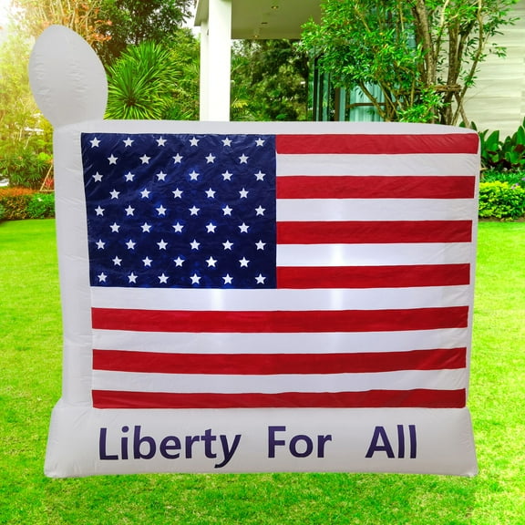 Fraser Hill Farm 6-ft. Wide American Flag - Liberty for All Outdoor Blow-Up Inflatable with Lights FHINAMFLAG061-L