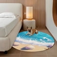 thumbnail image 3 of Summer Beach Round Living Room Rugs 6 ft, Shell Starfish Spray Washable Area Rug with Non-Slip Sturdy Edge Binding Round Carpet for Kitchen Office Bedroom, 3 of 9