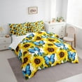 thumbnail image 3 of Manfei Chic Blue Butterflies 7-Piece Twin Bedding Sets,Countryside Sunflower Bedding Comforter Set,Rustic Plant Sheet Sets For Girl,Super Cozy Room Decor, 3 of 8