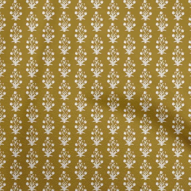 oneOone Georgette Viscose Mustard Yellow Fabric Asian Block Print Sewing Craft Projects Fabric Prints By Yard 42 Inch Wide