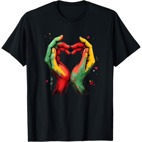 Black History Month Heart African American Black red Green T-Shirt TShirt
