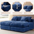 thumbnail image 3 of Aukfa 75 inch Double Chaise, Oversized Sofa Bed w/ 6 Pillows, Plush Chair Bed for Living Room, Corduroy, Navy, 3 of 11