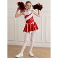 thumbnail image 3 of YiZYiF Girls Shiny Sequins Cheer Leader Uniform Outfit Juniors Sleeveless Zip-Up Cheerleading Dance Dress Red-A 16, 3 of 7