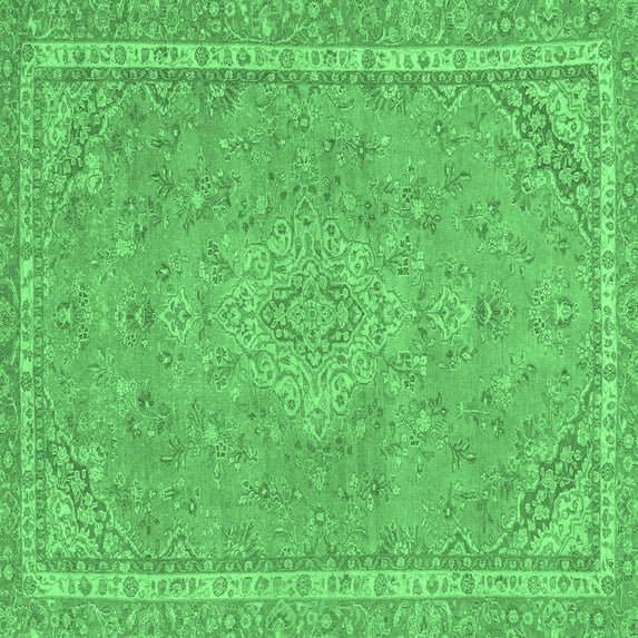 Ahgly Company Indoor Square Abstract Emerald Green Modern Area Rugs, 5' Square