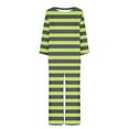 thumbnail image 5 of Kaemgyyd 2 Piece Pajama Set for Women Stripe Crew Neck Sleepshirt Wide Leg Pants Soft Lounge Pjs Set Sleepwear for Women, 5 of 5