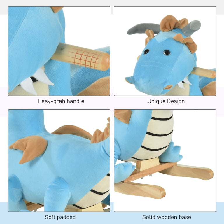 Qaba Kids Plush Dinosaur Rocking Horse with Sounds photo 5