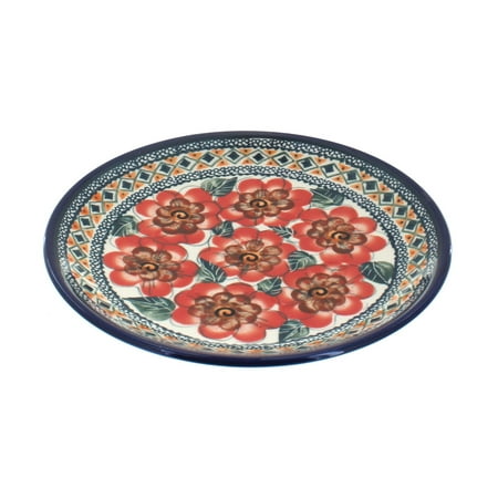 

Polish Pottery Peach Floral Dessert Plate