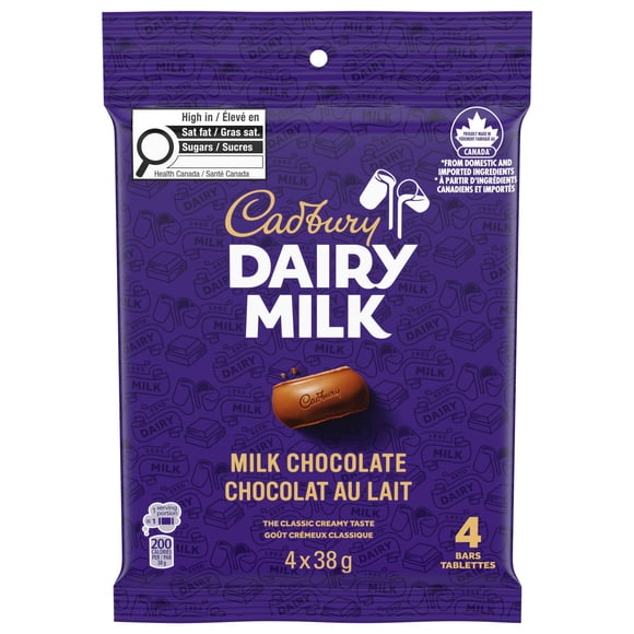 CADBURY DAIRY MILK, Milk Chocolate Bar Pack of 4