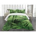 thumbnail image 3 of Ambesonne Nature Quilted Bedspread Set 3 Pcs, Palm Trees Exotic Plants, King Size, Green, 3 of 5