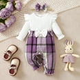 thumbnail image 2 of Zshosam Baby Rompers Newborn Baby Girl Warm Clothes Print Hoodie Romper Jumpsuit Fall Winter Romper Size 1 3 Months,(Purple 1-3 Months), 2 of 4