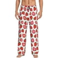 thumbnail image 2 of Picia Hand Drawn Strawberry Mens Soft Woven Cotton Elastic Waistband Sleep Pajama Pant Lounge Sleep Pant With Pockets And Drawstring-Large, 2 of 9