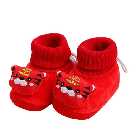 

Rgdypko Lightweight Baby Sock Shoes Baby Walking Shoes Winter Children For Girls Floor Non Plush Warm Comfortable Elastic Cartoon Tiger Style Outdoor Sneakers