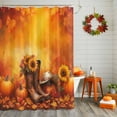 thumbnail image 2 of Shower Curtain 66"W x 72"L Western Thanksgiving Boots Pumpkin Maple Leaves Fabric Shower Curtains Set with Hooks Water Repellent Bathroom Curtains Machine Washable Bathroom Accessories, 2 of 6