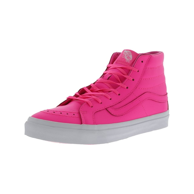 Vans Sk8-Hi Slim Neon Leather Pink High-Top Skateboarding Shoe - 7M / 5.5M