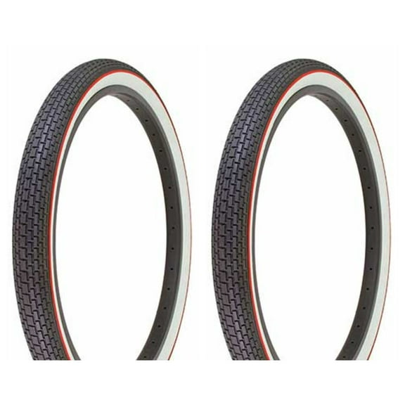 two Tire Duro 26 x 2.125 Black/White Side Wall Red Line HF-120A.